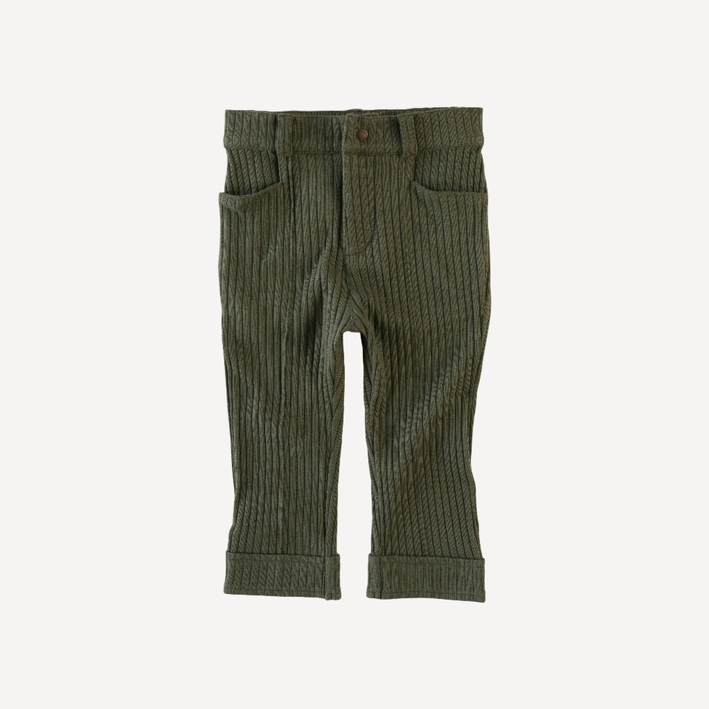 NWT 4T Kate Quinn Pintuck Pants Thyme Dark Green Wide Rib Cotton